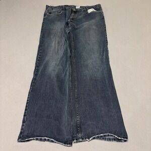 Warehouse One Mens Wide Leg Baggy Denim Jeans 38 Dark Wash Blue Grunge